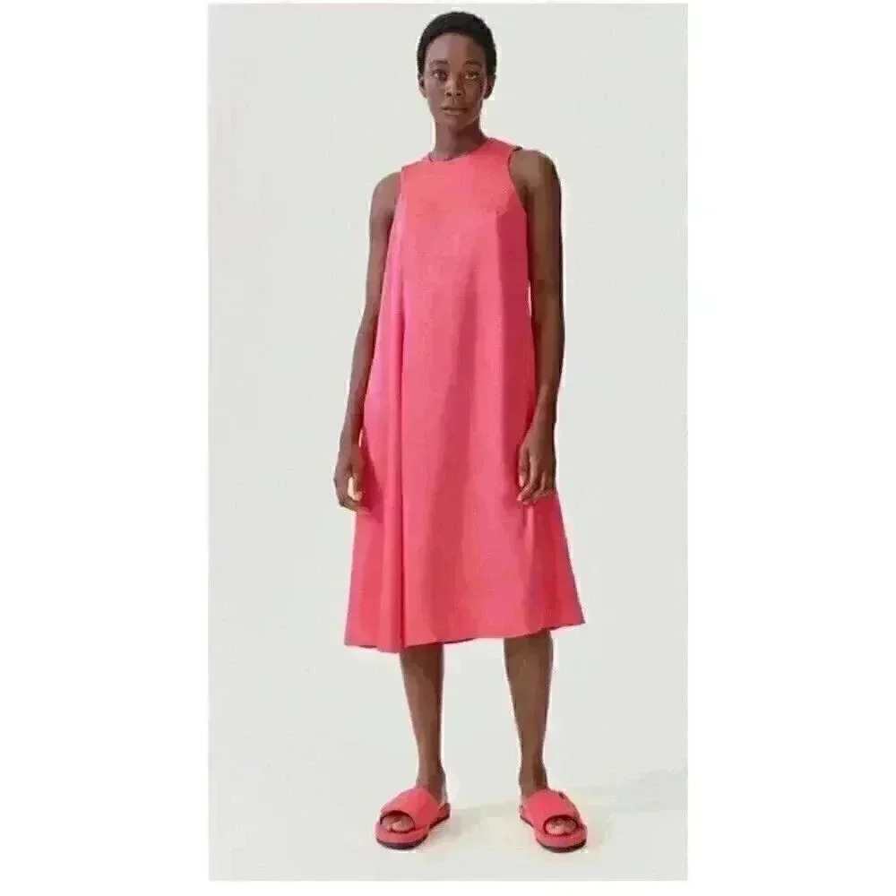 New Baum Und Pferdgarten Amami Satin Midi Dress Coral Pink Red EU 36 Size 4